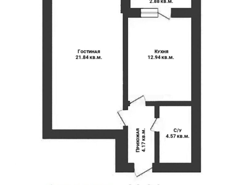 1-комнатная квартира, 44.9 м²