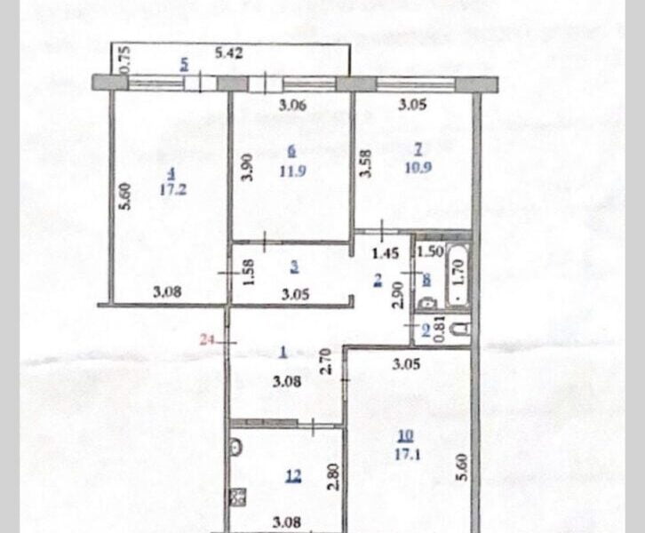 4-комнатная квартира, 96 м²